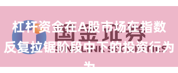 杠杆资金在A股市场在指数反复拉锯阶段中下的投资行为